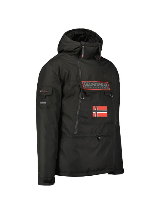 Schwarze Herrenjacke mit Kapuze