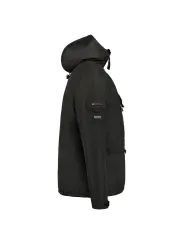 Schwarze Kapuzenjacke mit Fachtasche