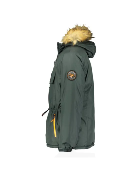 Grüne Herren Pufferjacke mit Kapuze