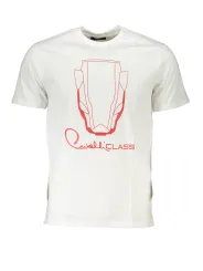 "Cavalli Class T-Shirts im Sale | Cavalli Class Weißes Luxus T-Shirt mit Auto-Design online kaufen"|Planet-Deluxe