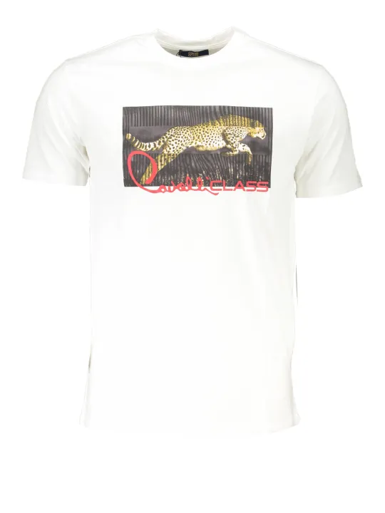 "Cavalli Class T-Shirts im Sale | Cavalli Class Weißes Luxus T-Shirt mit Logo-Print online kaufen"|Planet-Deluxe