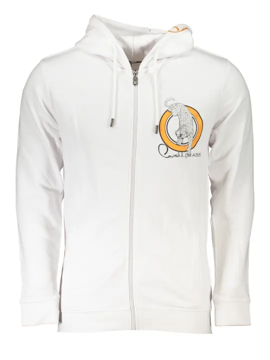 "Cavalli Class Startseite im Sale | Weißes Herren-Sweatshirt mit Reißverschluss der Cavalli-Klasse online kaufen"|Planet-Deluxe