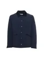 Blauer gesteppter Herrenjacke mit Pelzkragen
