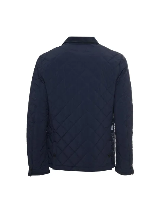 Navyblaue gesteppte Jacke Nahaufnahme