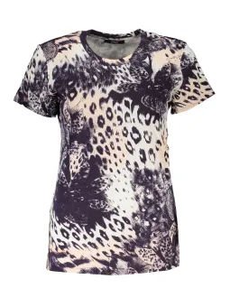 "Cavalli Class Leopardenschmetterling T-Shirt – Stil & Eleganz"