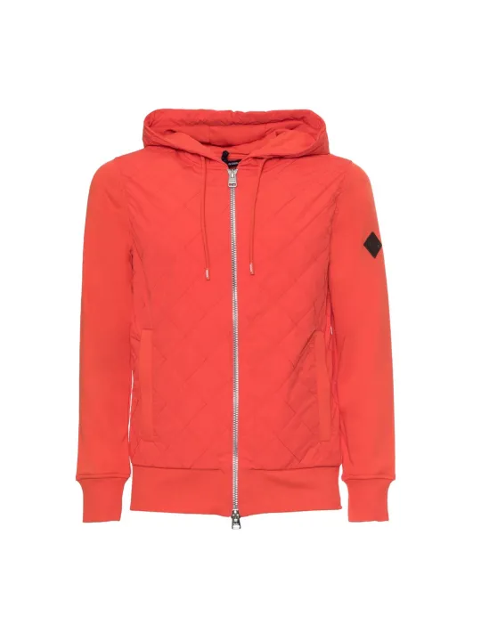 Orange Kapuzenjacke mit Diamantmuster