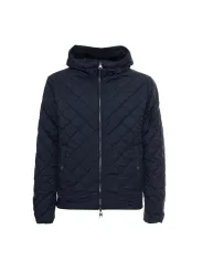Schwarze gesteppte Kapuzenjacke für Herren