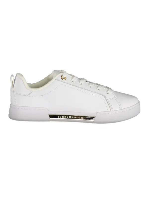 "Tommy Hilfiger Sneakers im Sale | Tommy Hilfiger Damen Sneaker FW0FW07634F_BIYBS - Weiß mit Goldakzenten, Zeitloser Stil und Komfort für jeden Tag online kaufen"|Planet-Deluxe