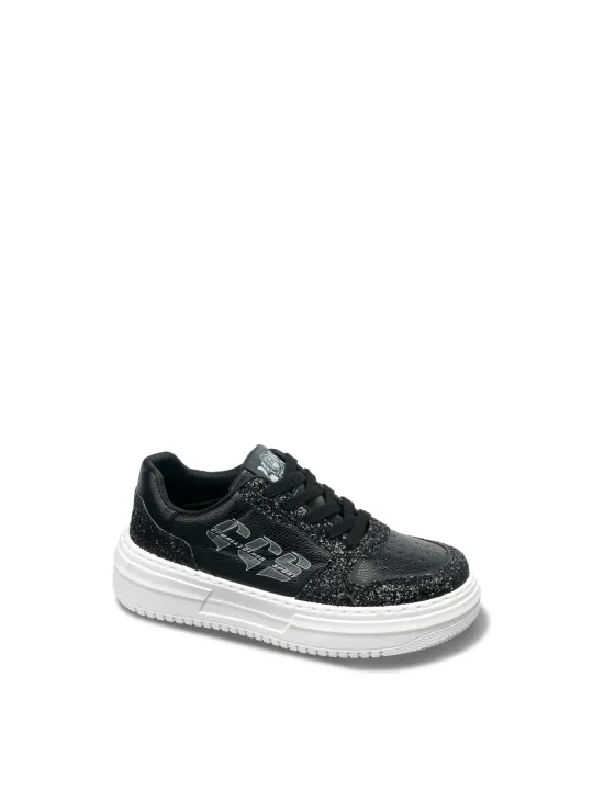 Schwarze Cavalli Class Ledersneaker Damen