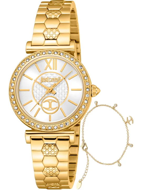 Goldene Just Cavalli Uhr und Armband