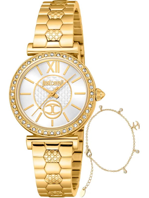 Goldene Just Cavalli Uhr und Armband