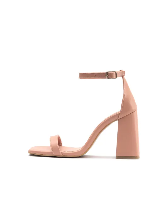 Rosa Leder Sandalette mit Absatz