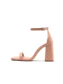 Rosa Leder Sandalette mit Absatz