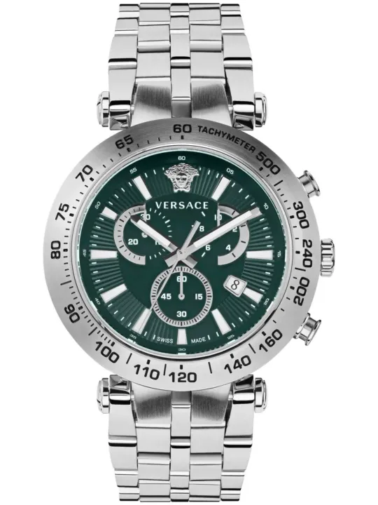 Graue Versace Uhr mit Stahlarmband