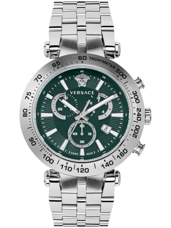 Graue Versace Uhr mit Stahlarmband