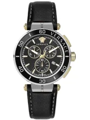Schwarze Versace Herrenuhr mit Chronograph