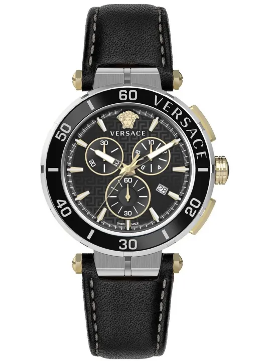 Schwarze Versace Herrenuhr mit Chronograph