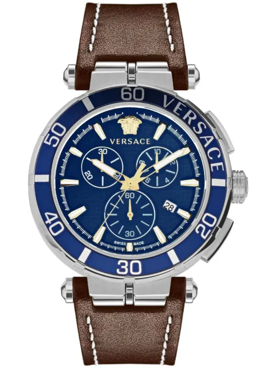 Braune Versace Herrenuhr mit Lederarmband
