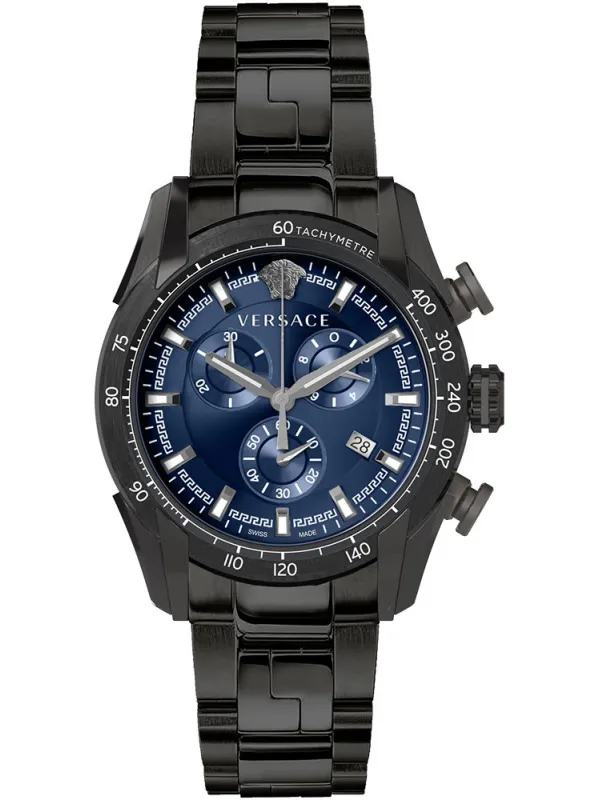 Schwarze Versace Herrenuhr aus Stahl
