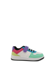 Weiße Sneaker mit gelb-lila Akzenten
