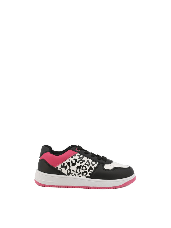 Leoparden-Sneaker mit pinkfarbenen Akzenten Leoparden-Sneaker mit pinkfarbenen Akzenten