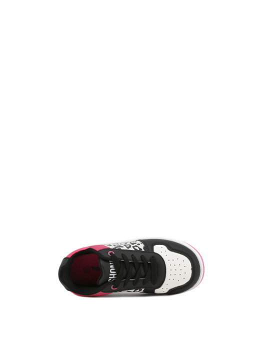 Schwarzer Sneaker mit pinker Sohle
