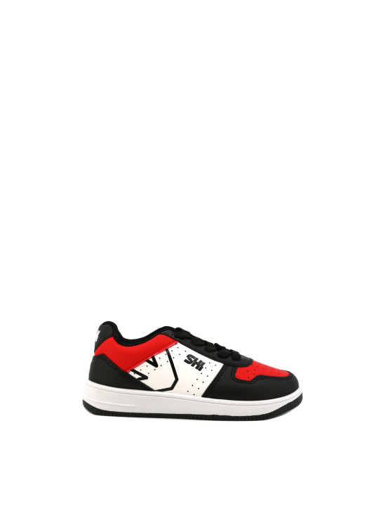 Schwarze rote Sneaker mit Logo