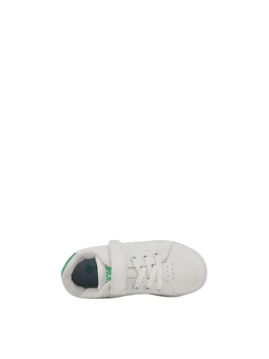 Weiße grüne Kindersneakers mit Logo