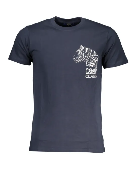 "Cavalli Class Marineblaues Tiger T-Shirt - Stilvoll & Modern"