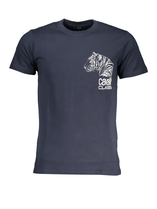 "Cavalli Class Marineblaues Tiger T-Shirt - Stilvoll & Modern" "Cavalli Class Marineblaues Tiger T-Shirt - Stilvoll & Modern"