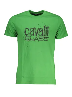 "Cavalli Class Herren T-Shirt Grün mit Logo – Rundhals"