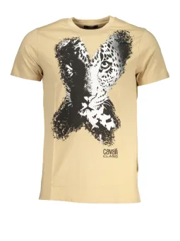 "Cavalli Class Beige T-Shirt mit Tiermotiv – Exklusiv & Stilvoll"