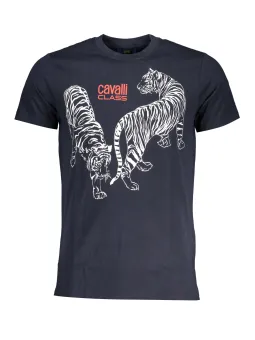 "Cavalli Class Herren T-Shirt Blau mit Tiger-Design"