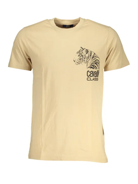 "Cavalli Class T-Shirts im Sale | Cavalli Class Beige Tiger TShirt Kurzarm Herren online kaufen"|Planet-Deluxe