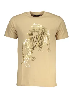 "Cavalli Class Herren T-Shirt: Beige mit Tiger-Motiv"