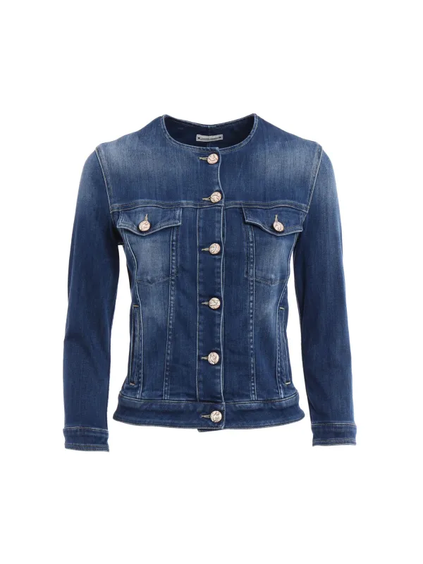 Dunkle Jacob Cohen Denimjacke mit Goldknöpfen Dunkle Jacob Cohen Denimjacke mit Goldknöpfen