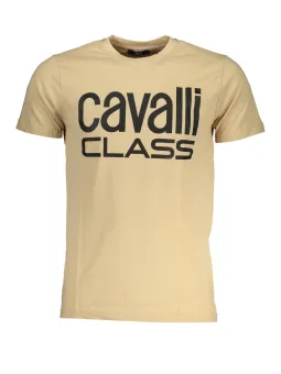 Beiges Cavalli Class T-Shirt mit Logo – Stilvoll & Elegant