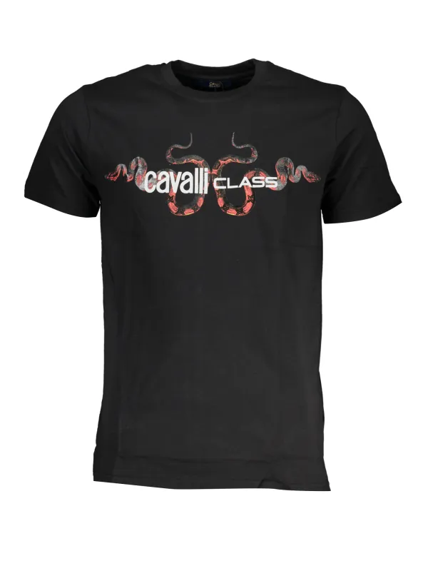 "Cavalli Class T-Shirts im Sale | Cavalli Class Schwarzes Schlangenprint T-Shirt online kaufen"|Planet-Deluxe