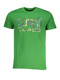 Cavalli Class Grünes Luxuriöses Kurzarmshirt - T-Shirts