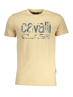 "Cavalli Class Beige Logo T-Shirt – Stilvoll & Elegant"