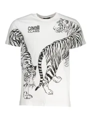 "Cavalli Class T-Shirts im Sale | Cavalli Class Lux Weiß Tiger T-Shirt online kaufen"|Planet-Deluxe