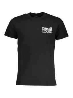 "Cavalli Class Schwarz Logo T-Shirt: Stilvoll & Kurzarm"