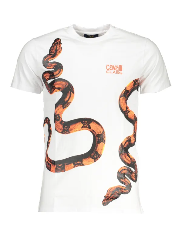 "Cavalli Class T-Shirts im Sale | Cavalli Class Snake Print T-Shirt Weiß online kaufen"|Planet-Deluxe