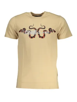 "Stylisches Cavalli Class Herren T-Shirt Beige mit Schlangenprint"
