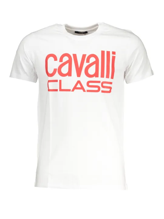 "Cavalli Class T-Shirts im Sale | Cavalli Class Style TShirt Weiß Mit Korall Logo online kaufen"|Planet-Deluxe