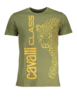 "Cavalli Class T-Shirt: Grünes Leoparden-Design"