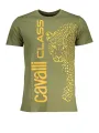 "Cavalli Class T-Shirts im Sale | Cavalli Class Grün Leopard Print Kurzarmshirt online kaufen"|Planet-Deluxe