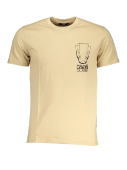 "Cavalli Class Beige Luxus T-Shirt - Eleganz & Stil"