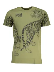 "Cavalli Class T-Shirts im Sale | Cavalli Class Luxus Tiger Print TShirt Grün online kaufen"|Planet-Deluxe