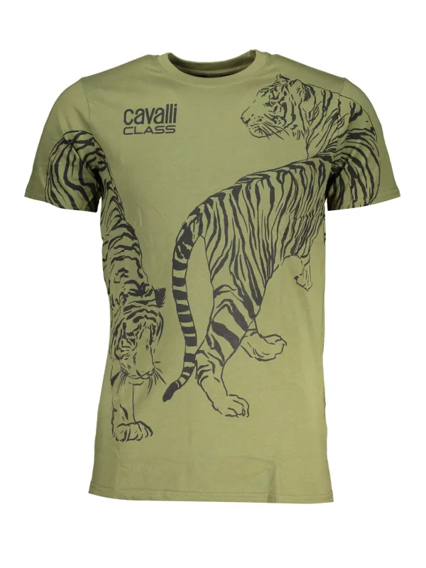 "Cavalli Class T-Shirts im Sale | Cavalli Class Luxus Tiger Print TShirt Grün online kaufen"|Planet-Deluxe